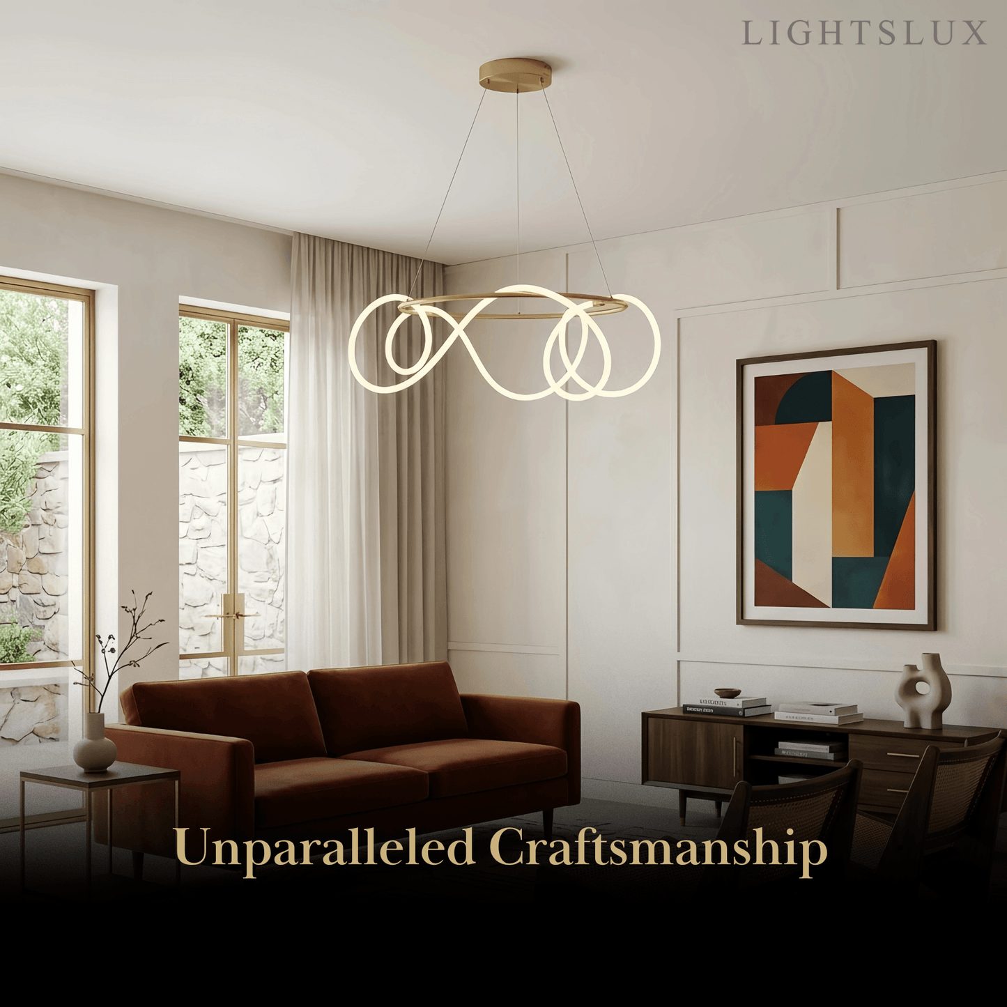 Arcato Minimalist Rope-Wrap Circular Chandelier 