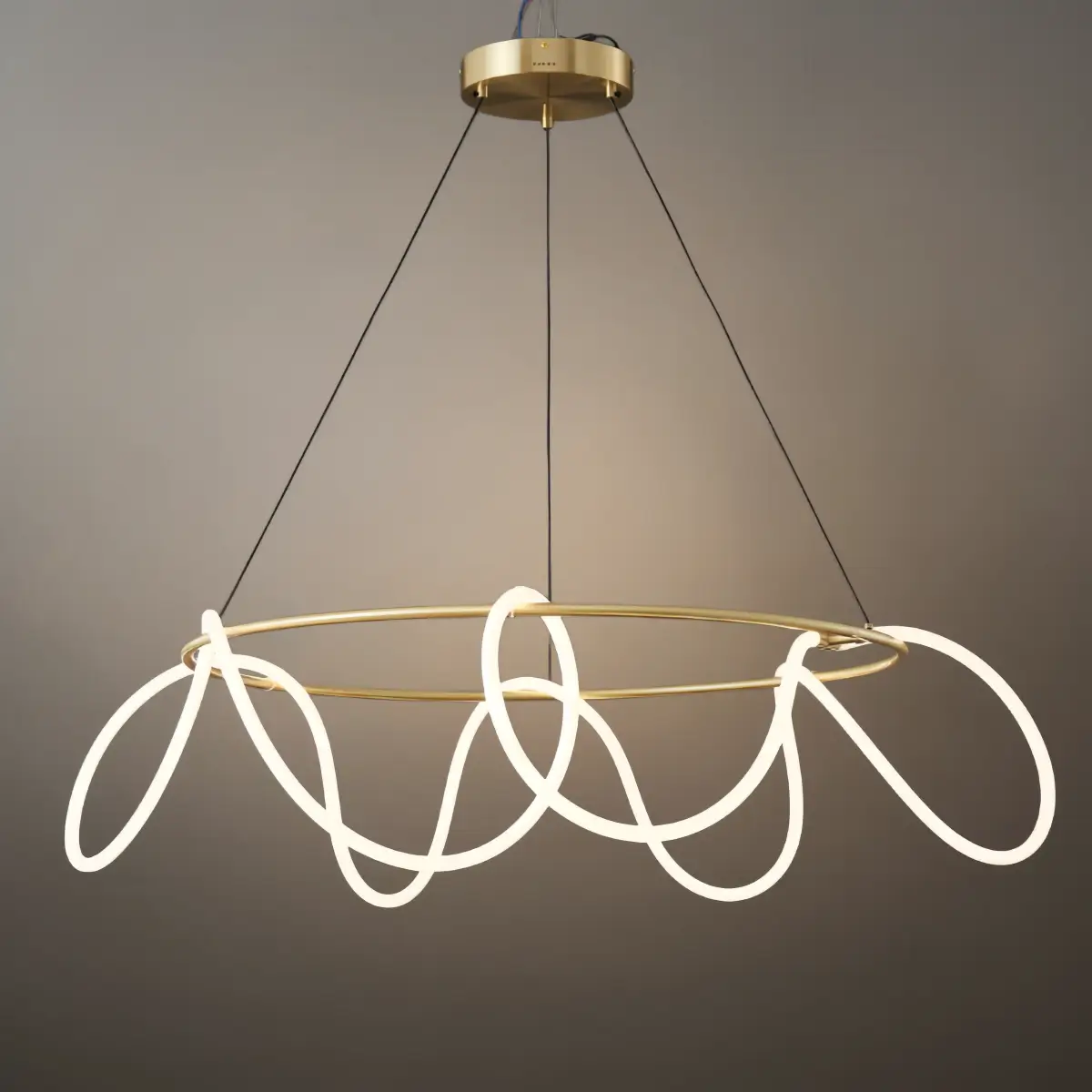 Arcato Minimalist Rope-Wrap Circular Chandelier 