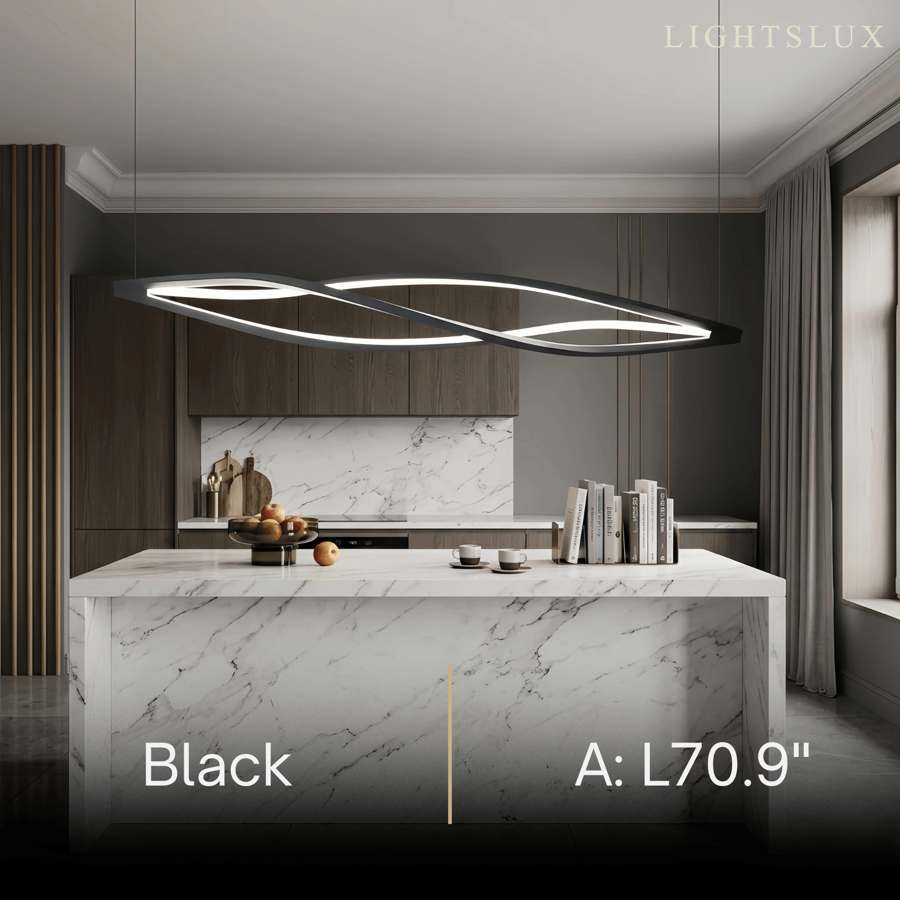 Arcato Art Deco Helix Pendant Light – Black/White Aluminum for Dining Room / Staircase