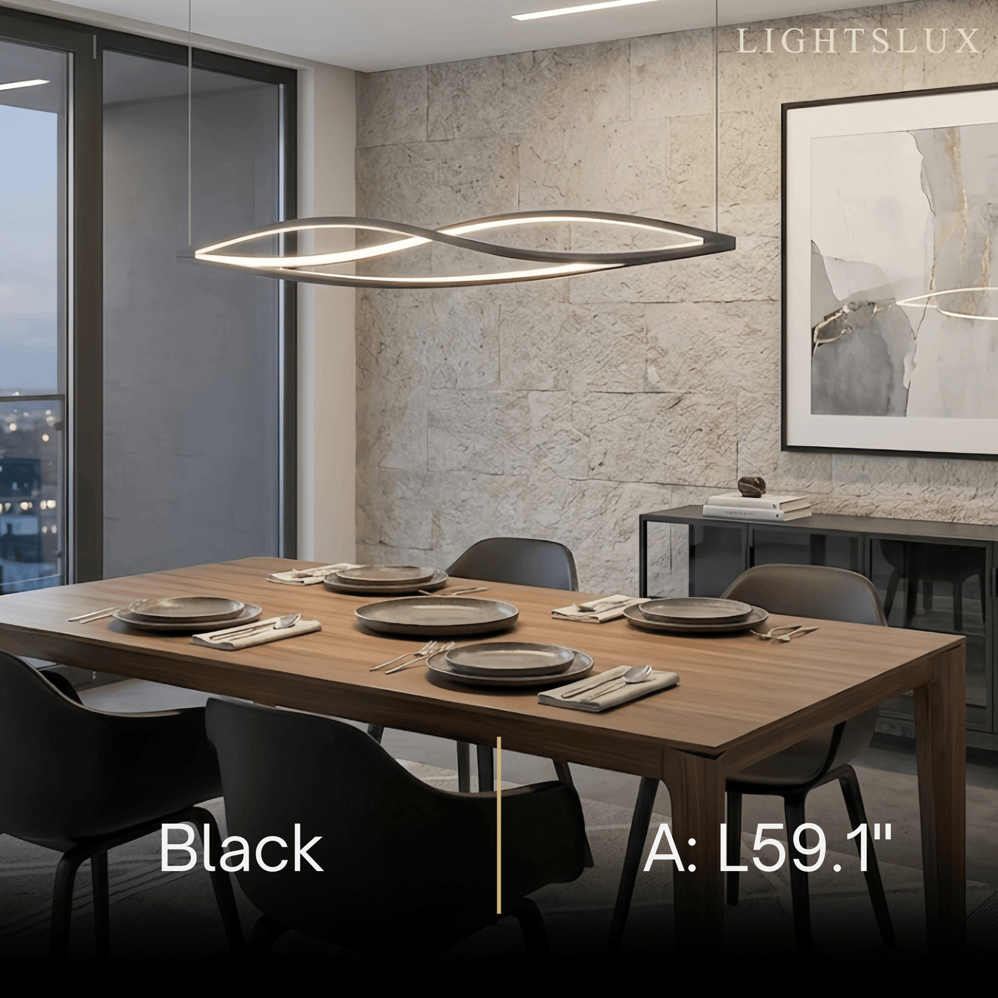 Arcato Art Deco Helix Pendant Light – Black/White Aluminum for Dining Room / Staircase