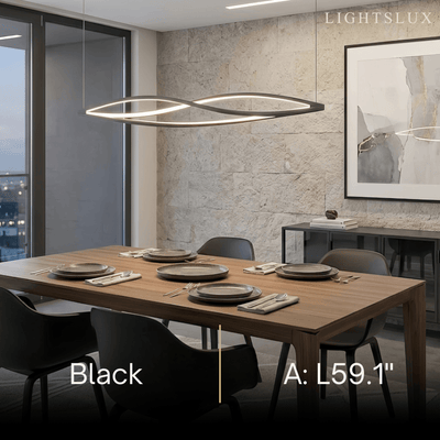 Arcato Art Deco Helix Pendant Light – Black/White Aluminum for Dining Room / Staircase