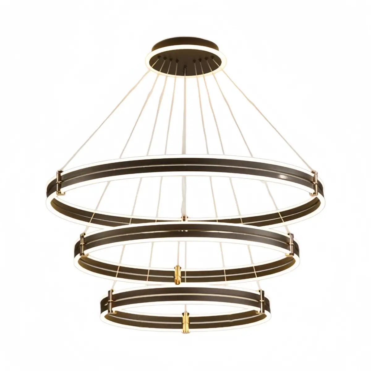Modern Tiered Circular Chandelier -- Black Metal Rings
