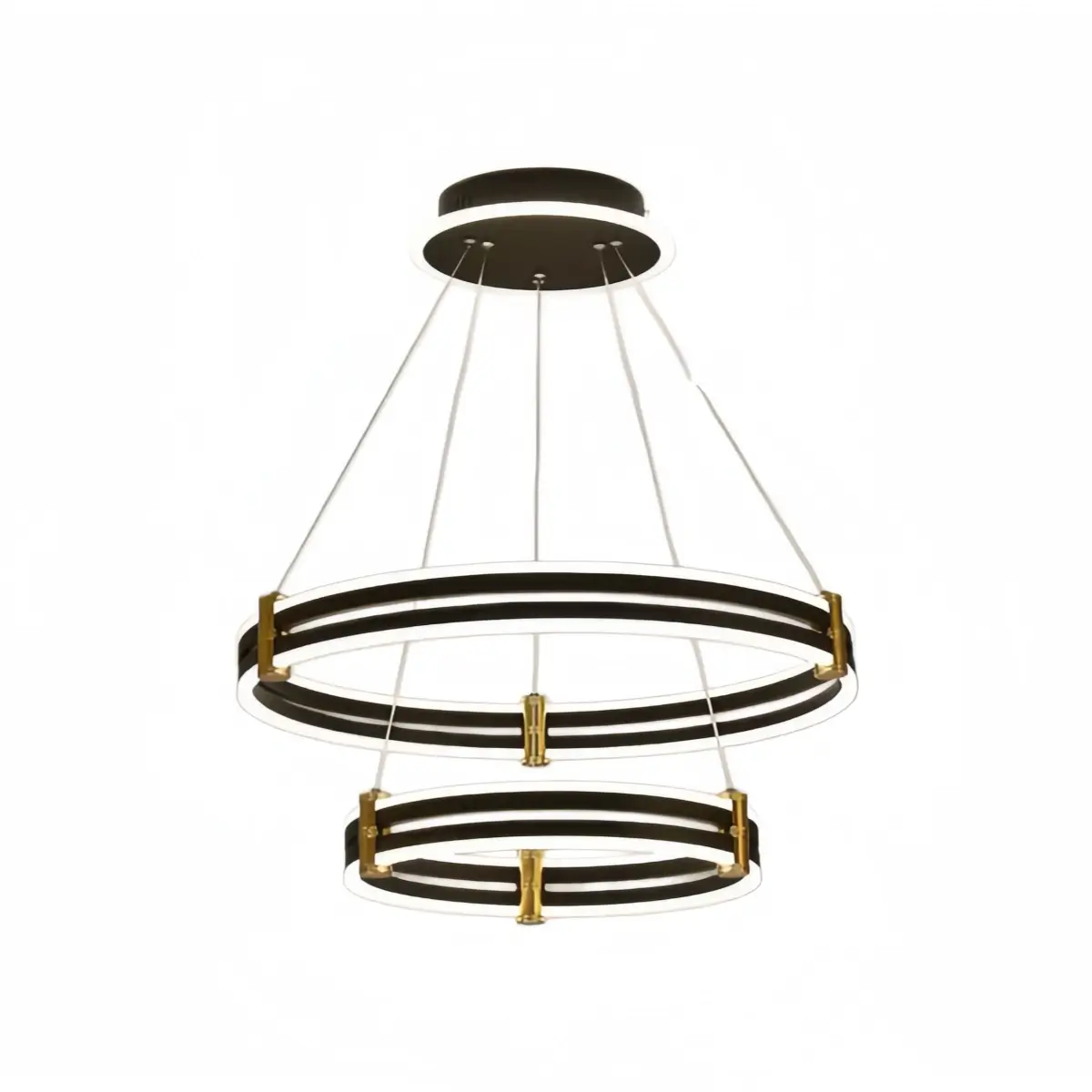 Modern Tiered Circular Chandelier -- Black Metal Rings