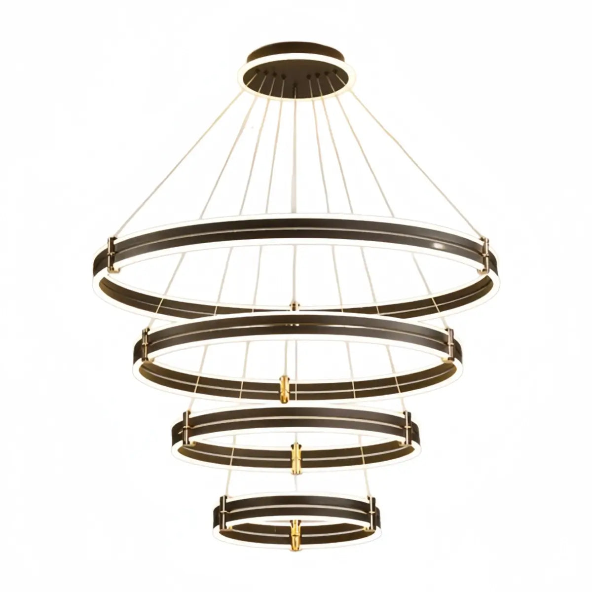 Modern Tiered Circular Chandelier -- Black Metal Rings