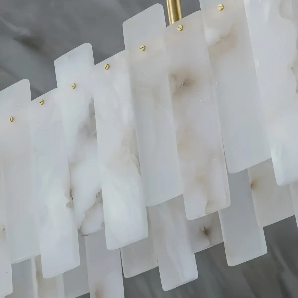 Art Deco Linear Alabaster Chandelier -- Gold Finish
