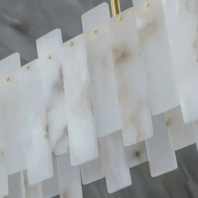 Art Deco Linear Alabaster Chandelier -- Gold Finish