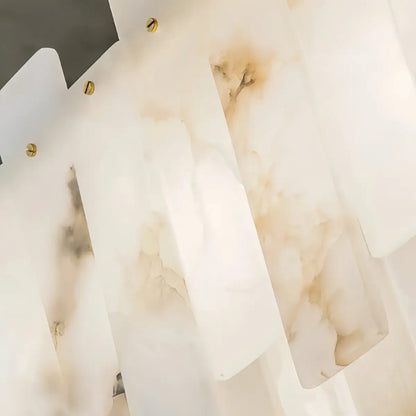 Art Deco Linear Alabaster Chandelier -- Gold Finish