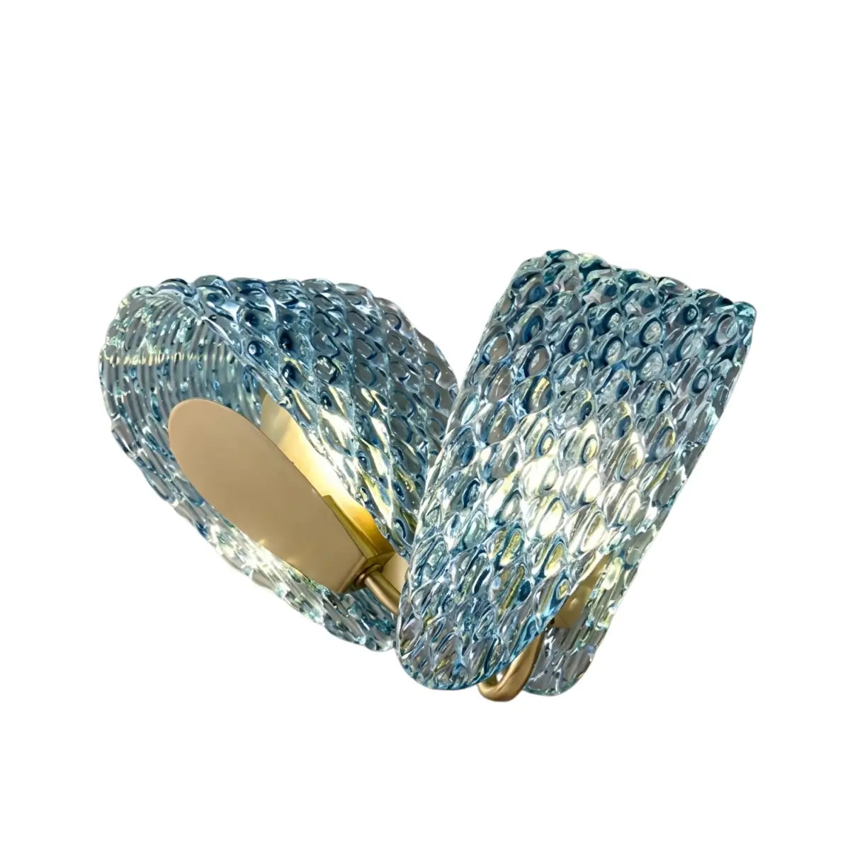 Art Deco Peacock Glass Wall Lamp -- Gold Frame