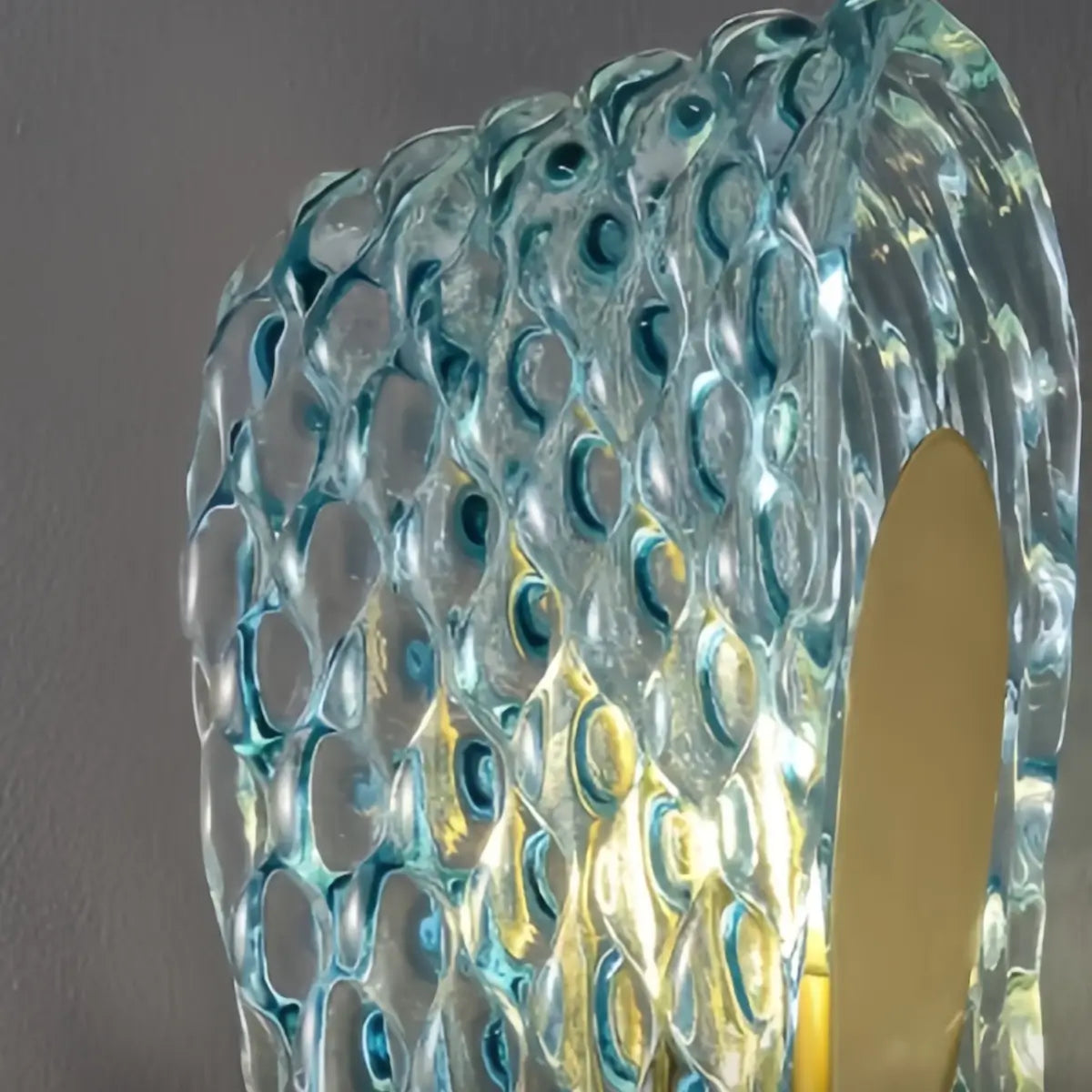 Art Deco Peacock Glass Wall Lamp -- Gold Frame