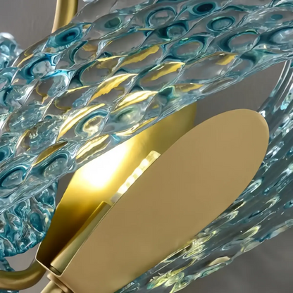 Art Deco Peacock Glass Wall Lamp -- Gold Frame