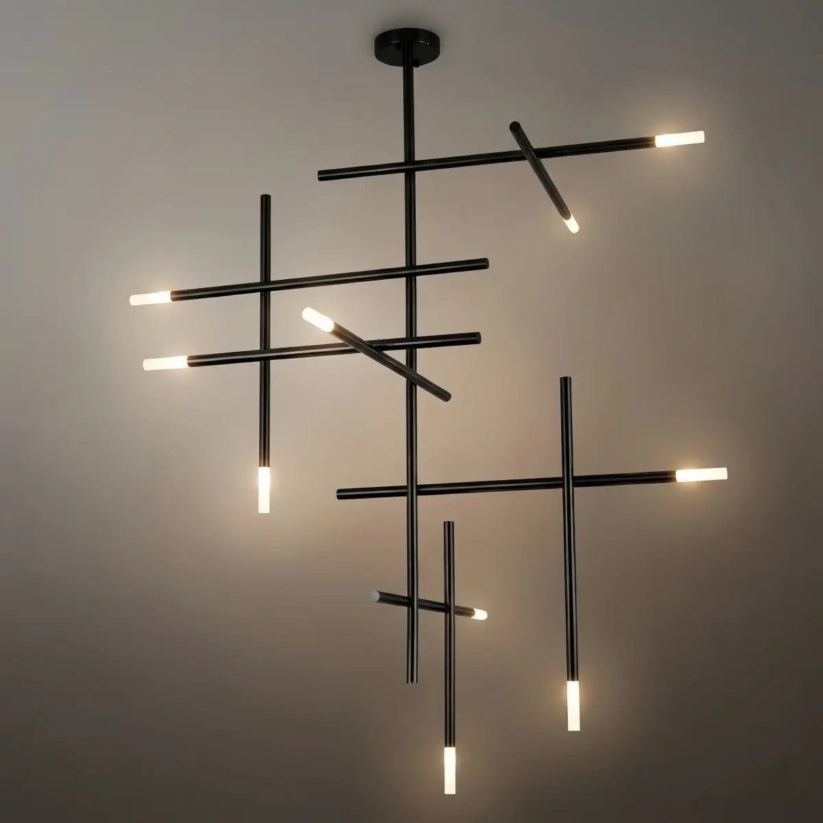 Modern Stick Chandelier -- Metal Gold or Black
