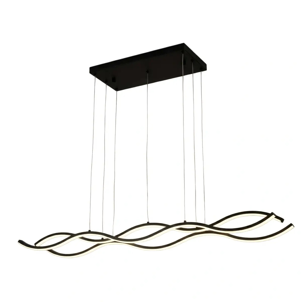 Modern Wavy Pendant Light -- Acrylic & Metal Black/White/Gold