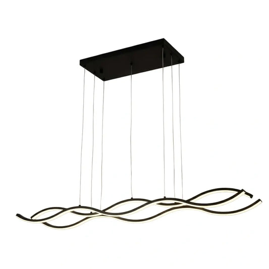 Modern Wavy Pendant Light -- Acrylic & Metal Black/White/Gold