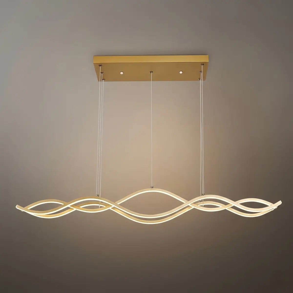 Modern Wavy Pendant Light -- Acrylic & Metal Black/White/Gold