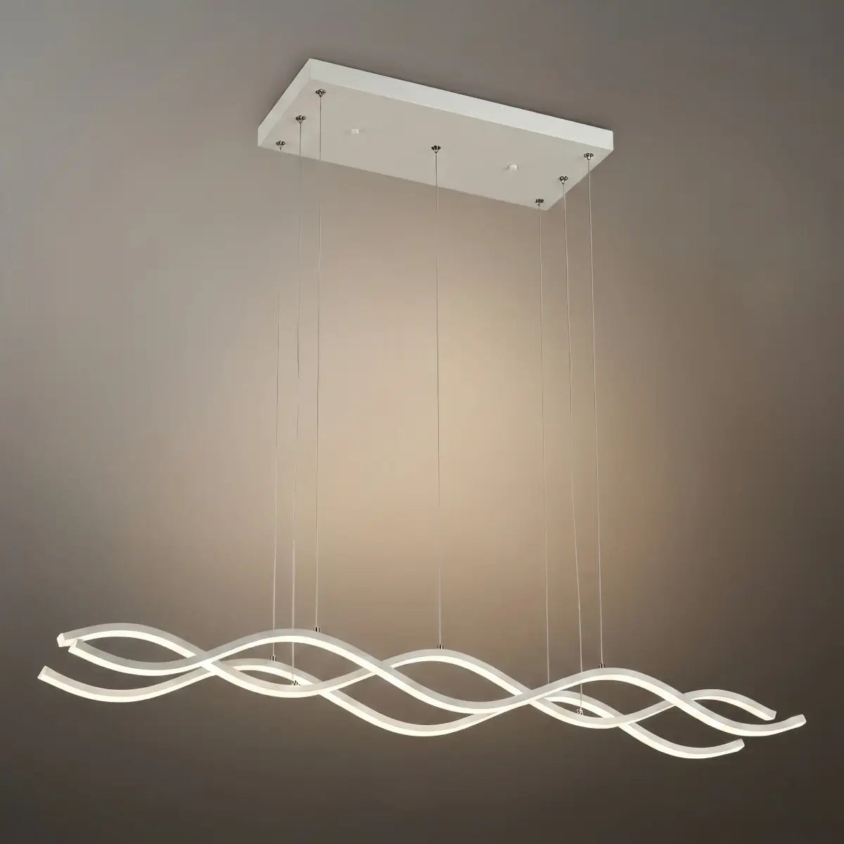 Modern Wavy Pendant Light -- Acrylic & Metal Black/White/Gold