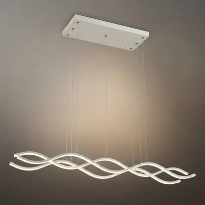 Modern Wavy Pendant Light -- Acrylic & Metal Black/White/Gold