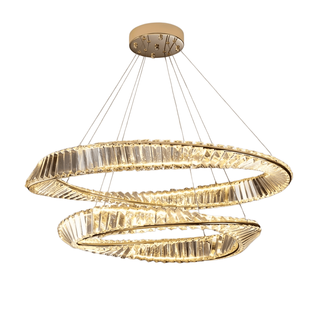 Modern Crystal Prism Ring Chandelier -- Gold Brass