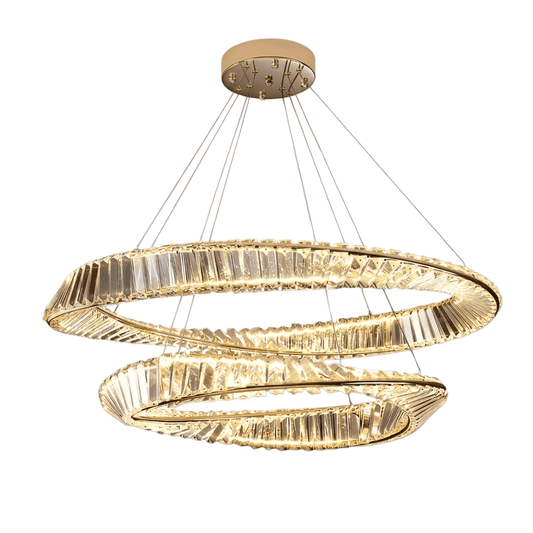 Modern Crystal Prism Ring Chandelier -- Gold Brass