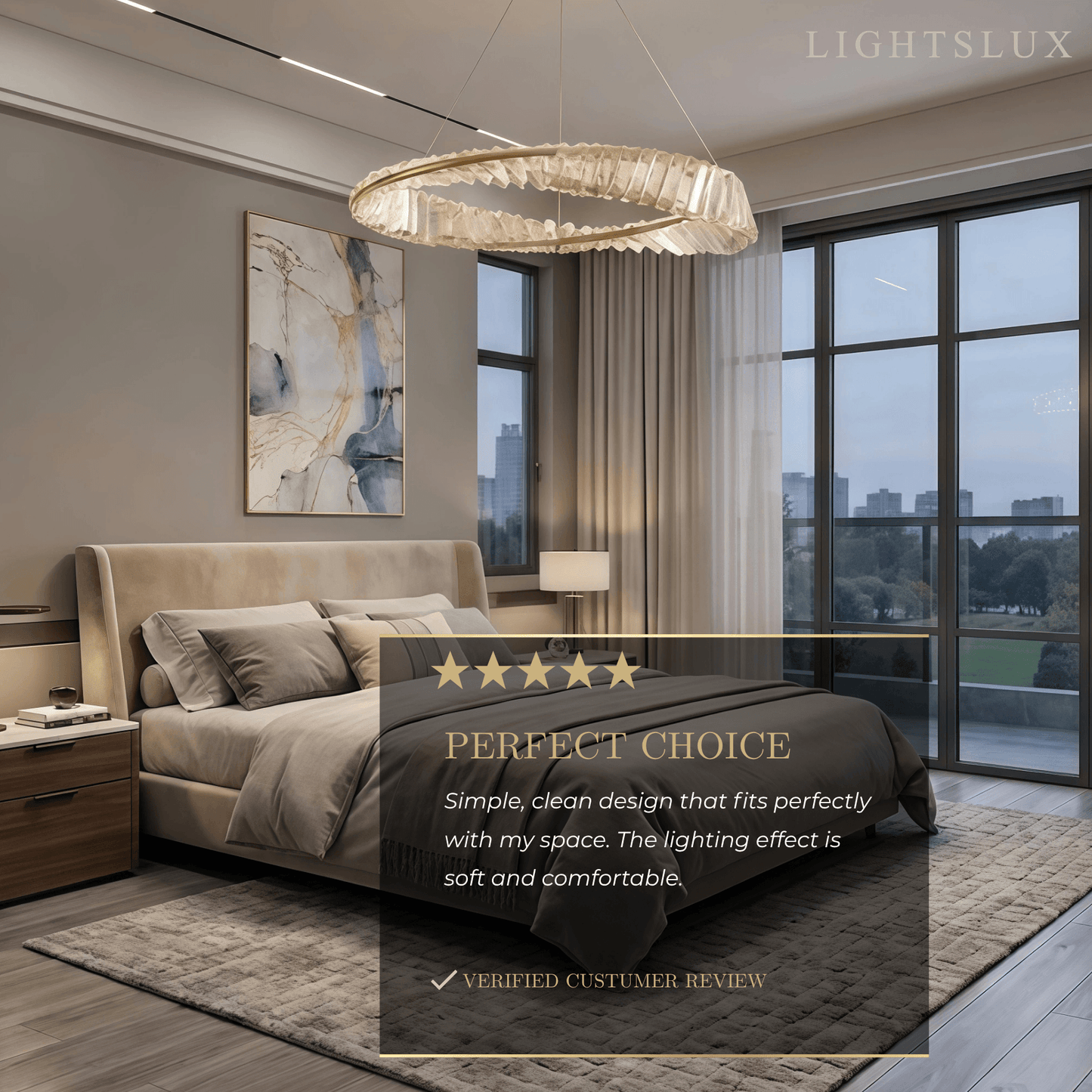 Modern Crystal Prism Ring Chandelier -- Gold Brass