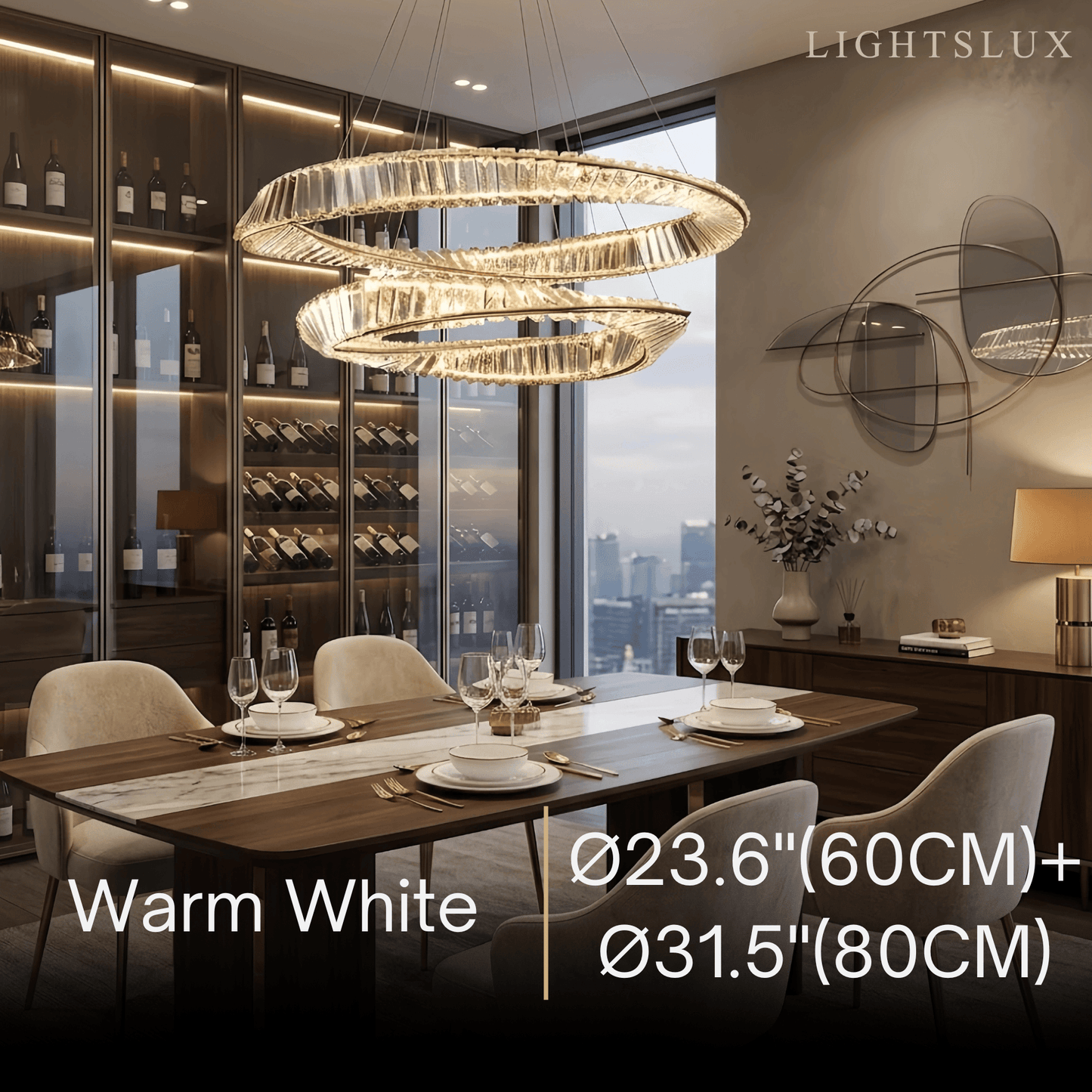 Modern Crystal Prism Ring Chandelier -- Gold Brass