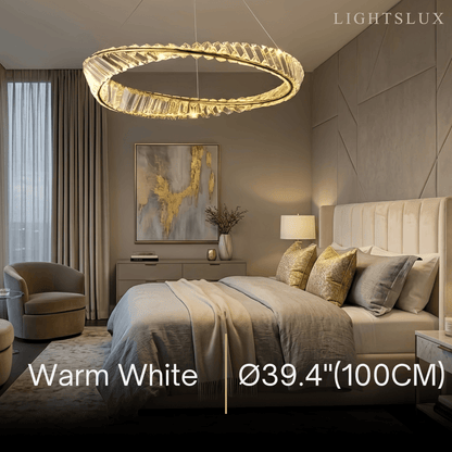 Modern Crystal Prism Ring Chandelier -- Gold Brass