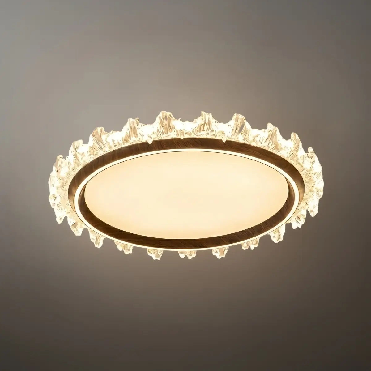 Vivara Modern Round Ceiling Light -- White or Walnut Acrylic & Metal for Bedroom