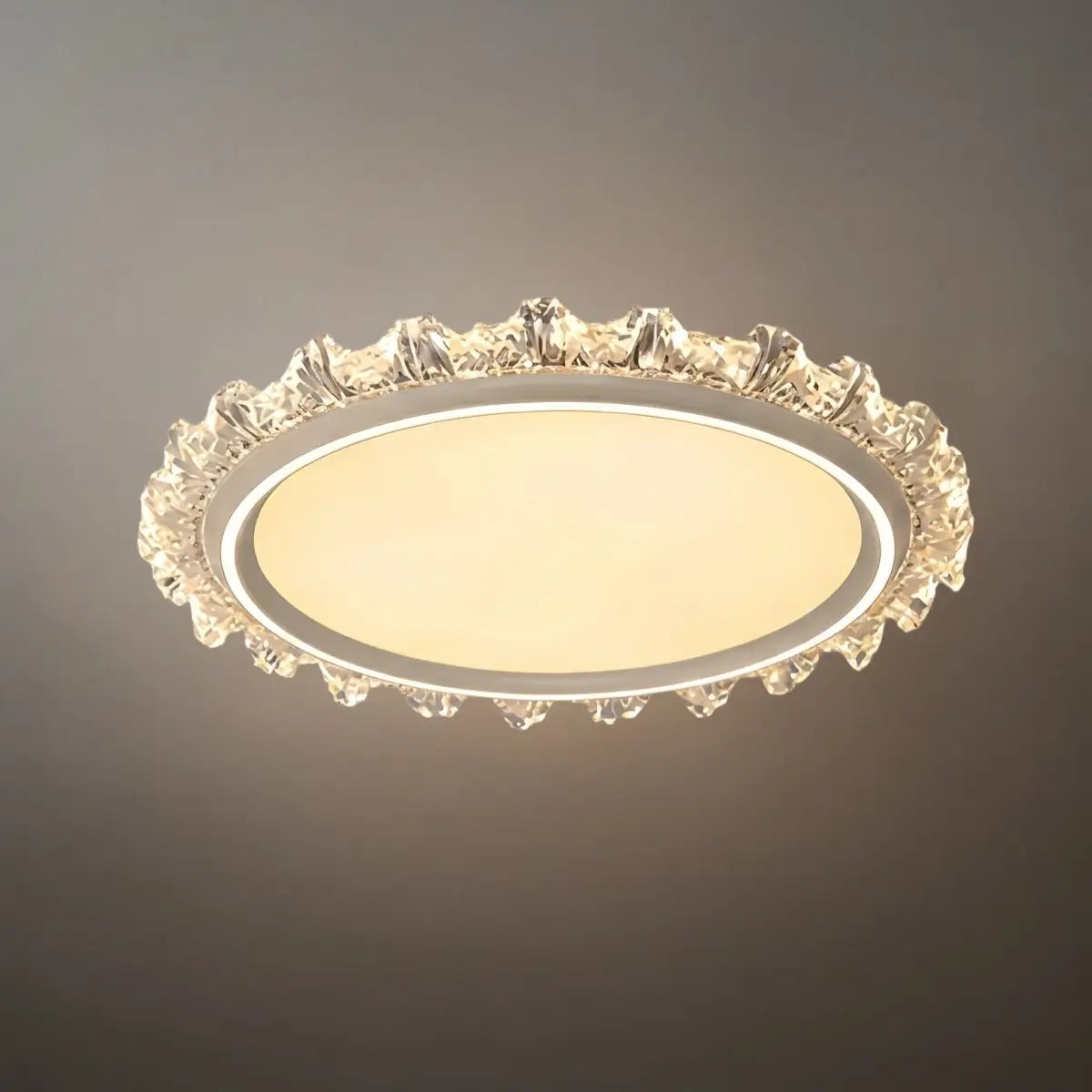 Vivara Modern Round Ceiling Light -- White or Walnut Acrylic & Metal for Bedroom