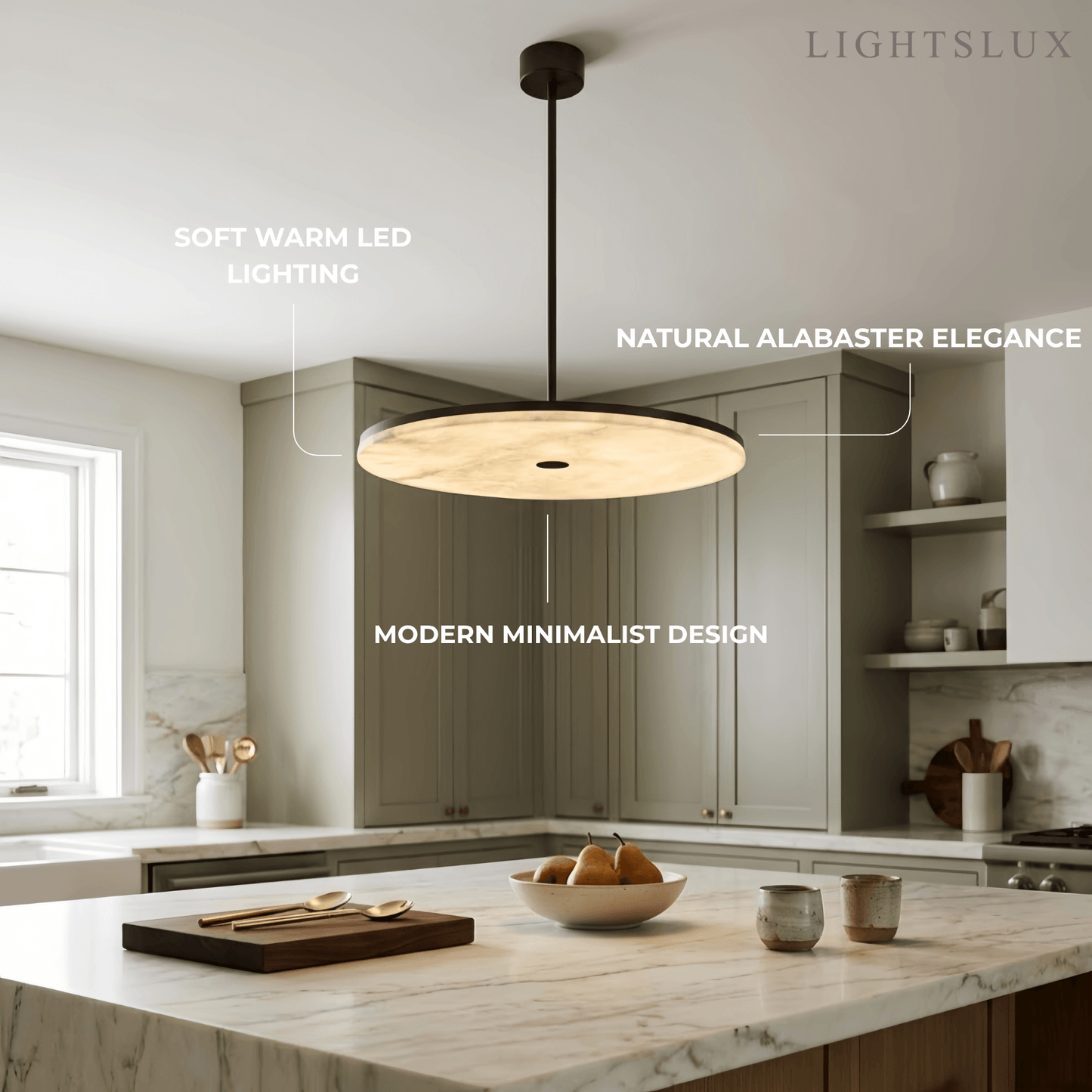 Alba Modern Alabaster Disc Pendant Light