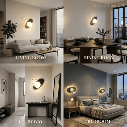 Vivara Modern Oval Wall Lamp – Frosted Glass Brass Black/White for Bedroom / Living Room