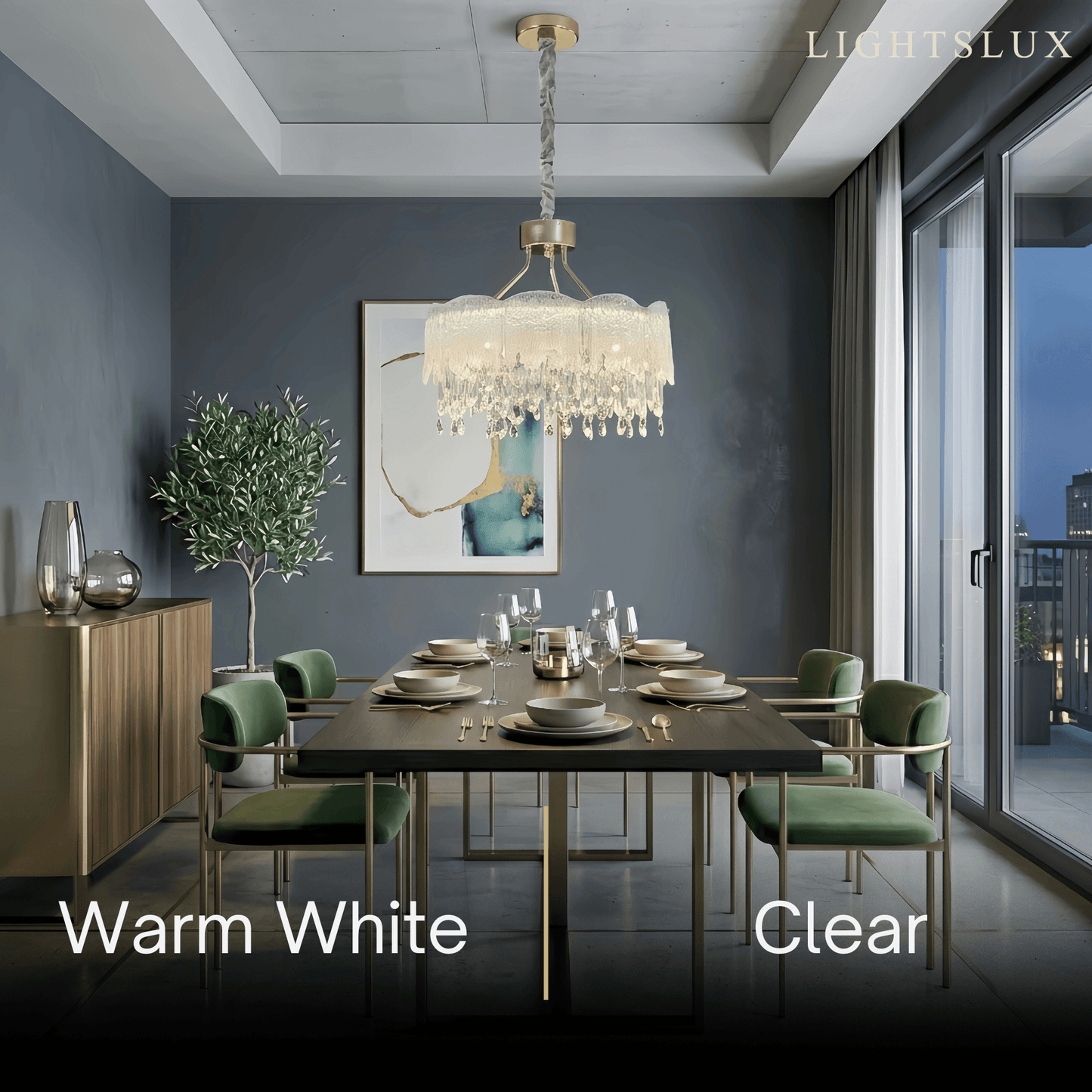 Vetro Elegant Glass Fringe Crystal Chandelier – Green/Pink/Clear Round for Bedroom / Dining Room