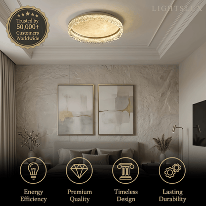 Vivara Modern Gold Flush Mount Ceiling Light -- Acrylic & Metal for Bedroom Bathroom