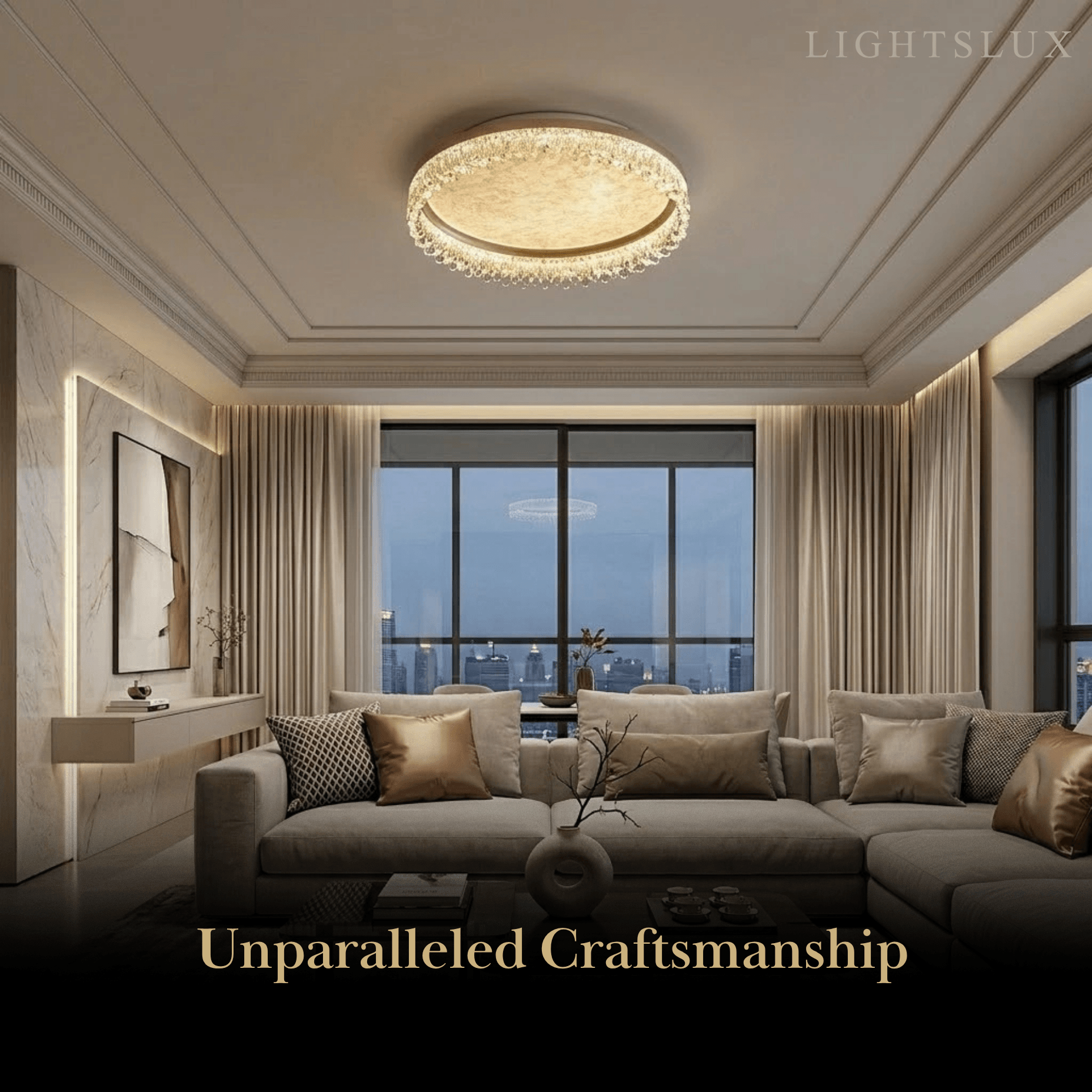 Vivara Modern Gold Flush Mount Ceiling Light -- Acrylic & Metal for Bedroom Bathroom