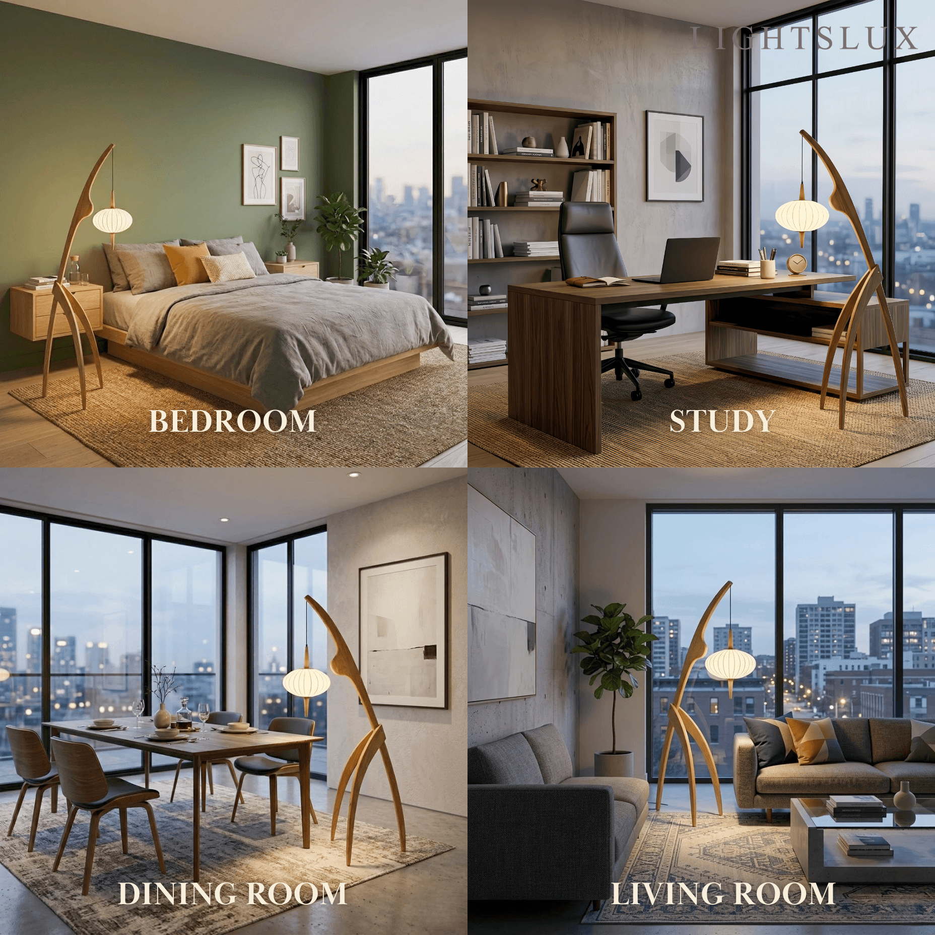 Zenno Mid-Century Modern Tripod Floor Lamp – Fabric