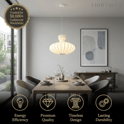 Crema Minimalist Silk Pendant Light – White