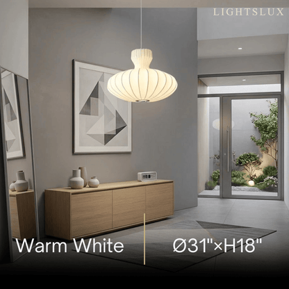 Crema Minimalist Silk Pendant Light – White