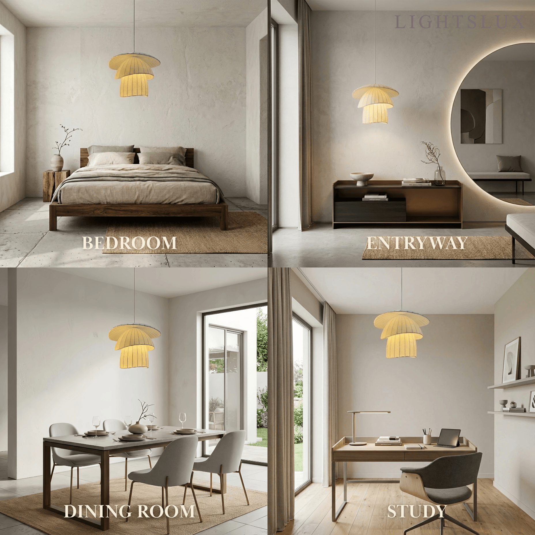 Zenno Minimalist Coir Silk Pendant Light – Natural