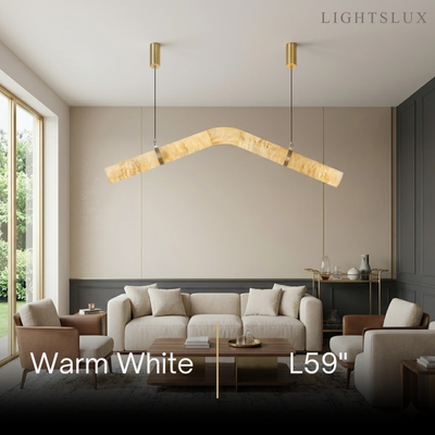 Contemporary NCurved Alabaster Pendant Light -- White
