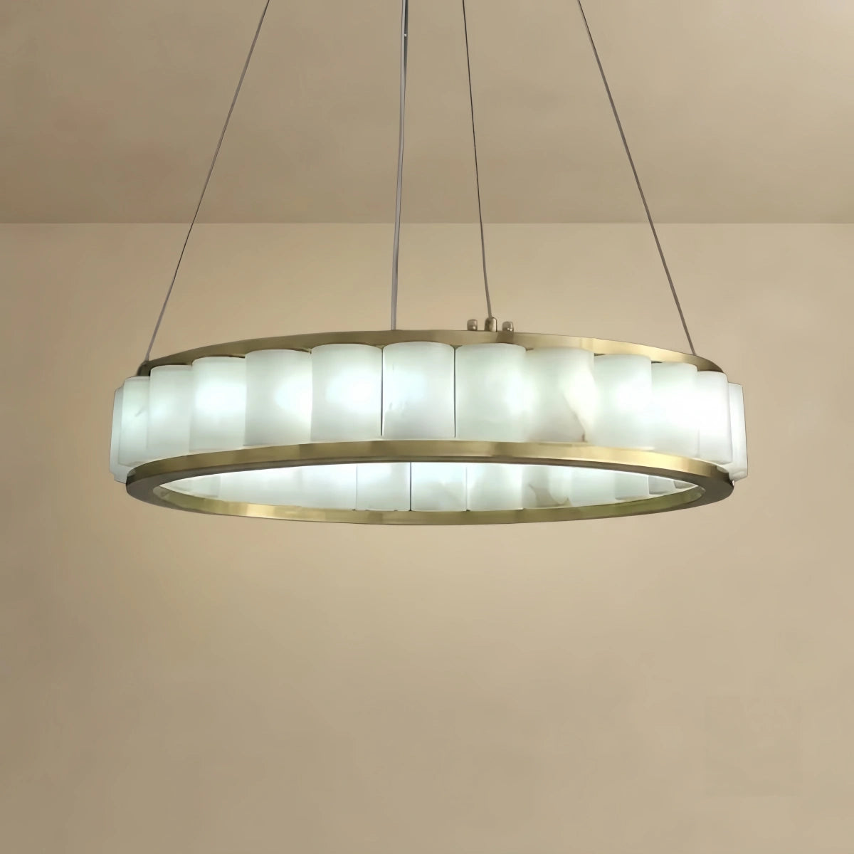 Modern Alabaster Pendant Light -- Gold for Dining Room Living Room