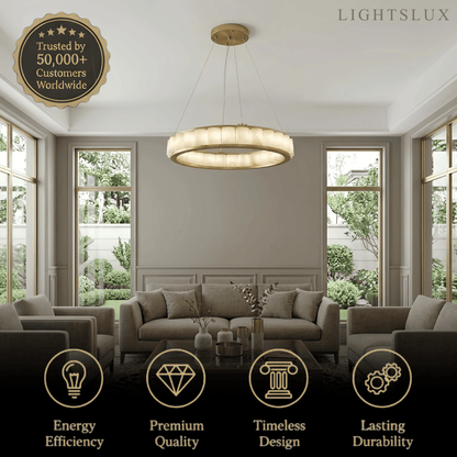 Modern Alabaster Pendant Light -- Gold
