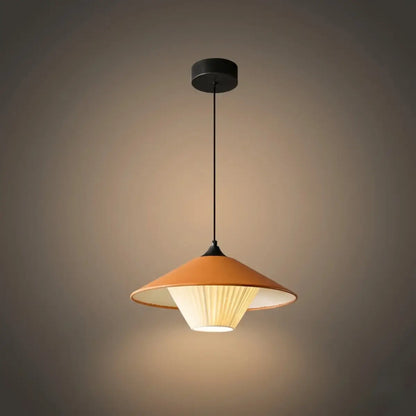 Modern Cone Pendant Light -- Leather Orange