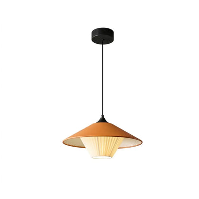 Modern Cone Pendant Light -- Leather Orange