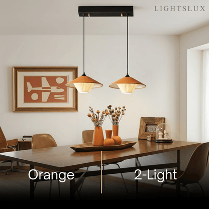 Modern Cone Pendant Light -- Leather Orange