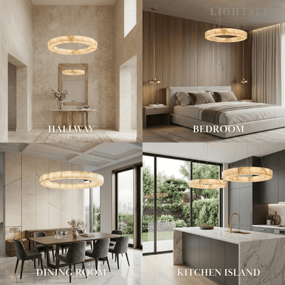 Alba Modern Alabaster Ring Chandelier