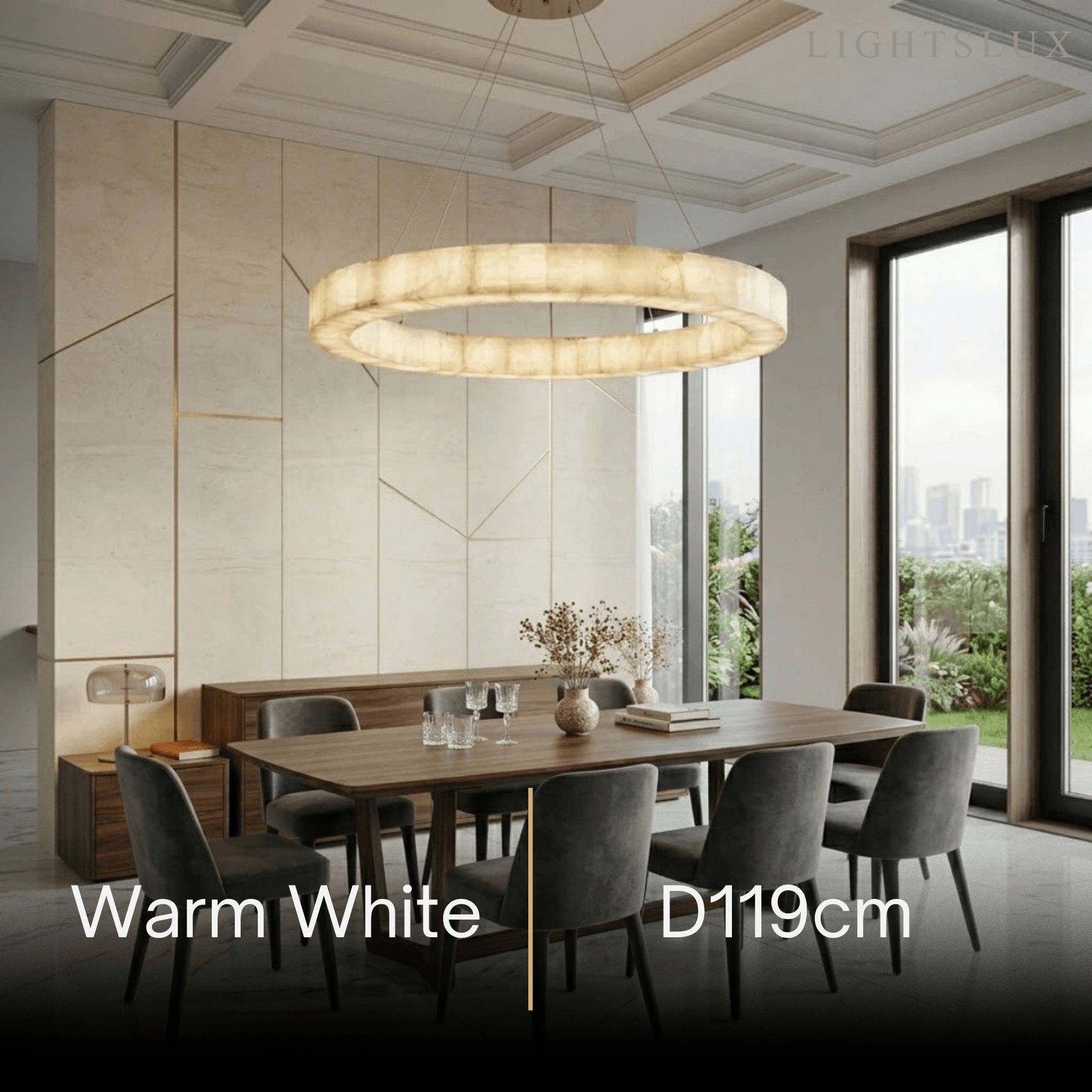 Alba Modern Alabaster Ring Chandelier