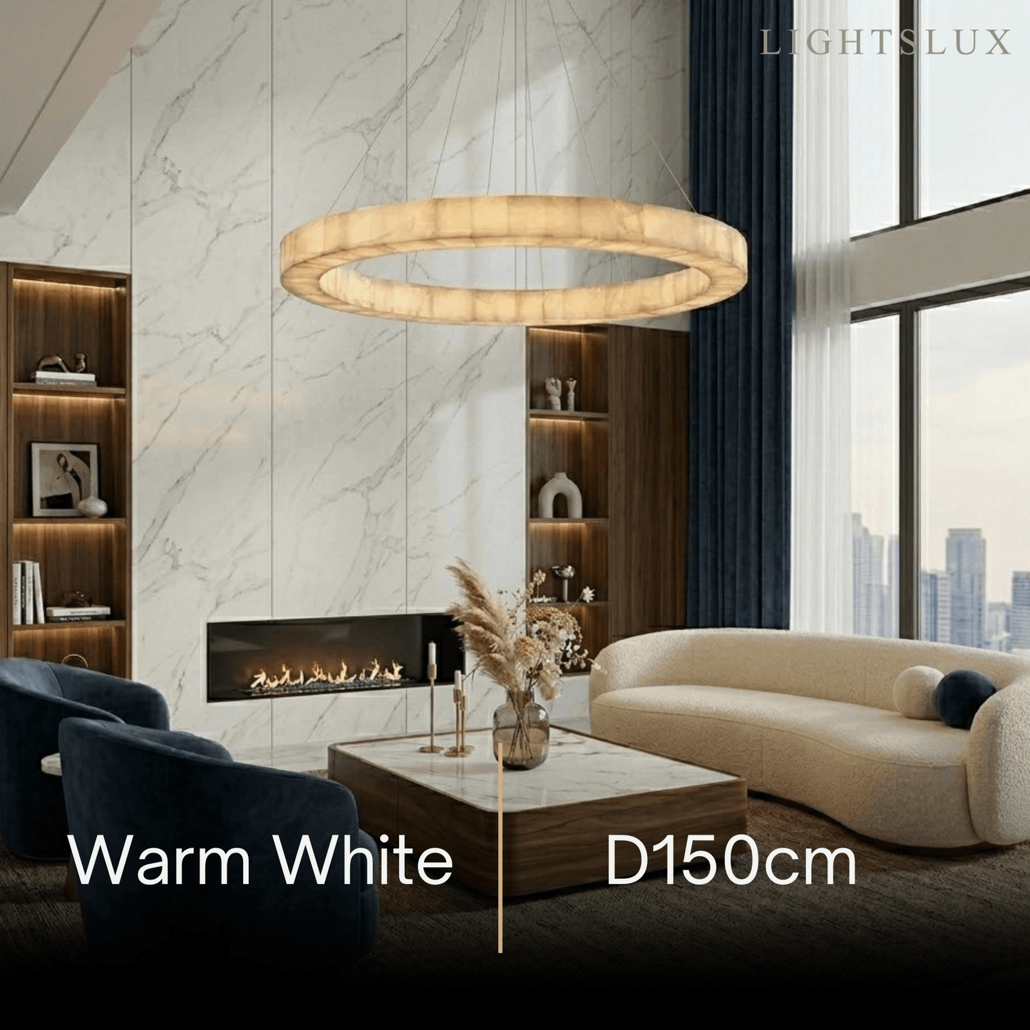 Alba Modern Alabaster Ring Chandelier