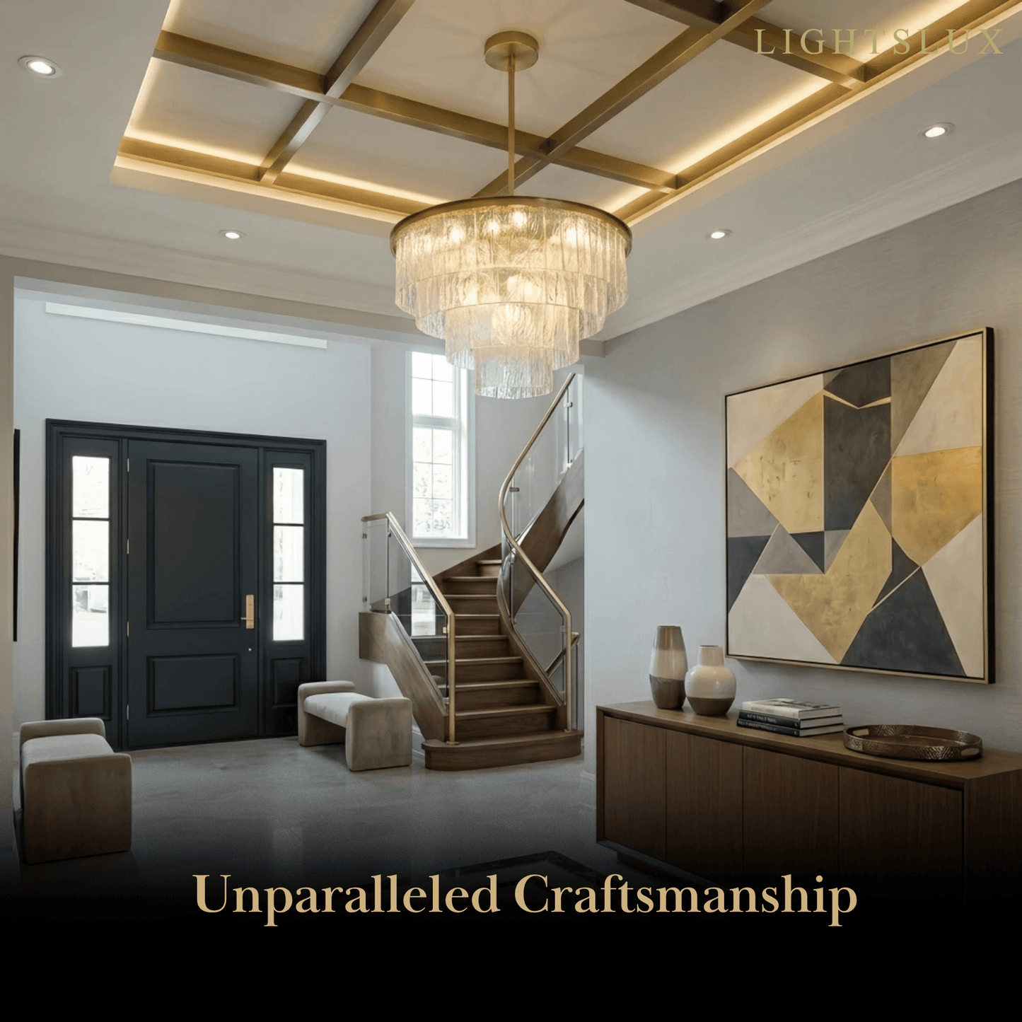 Velora Art Deco Tiered Glass Chandelier