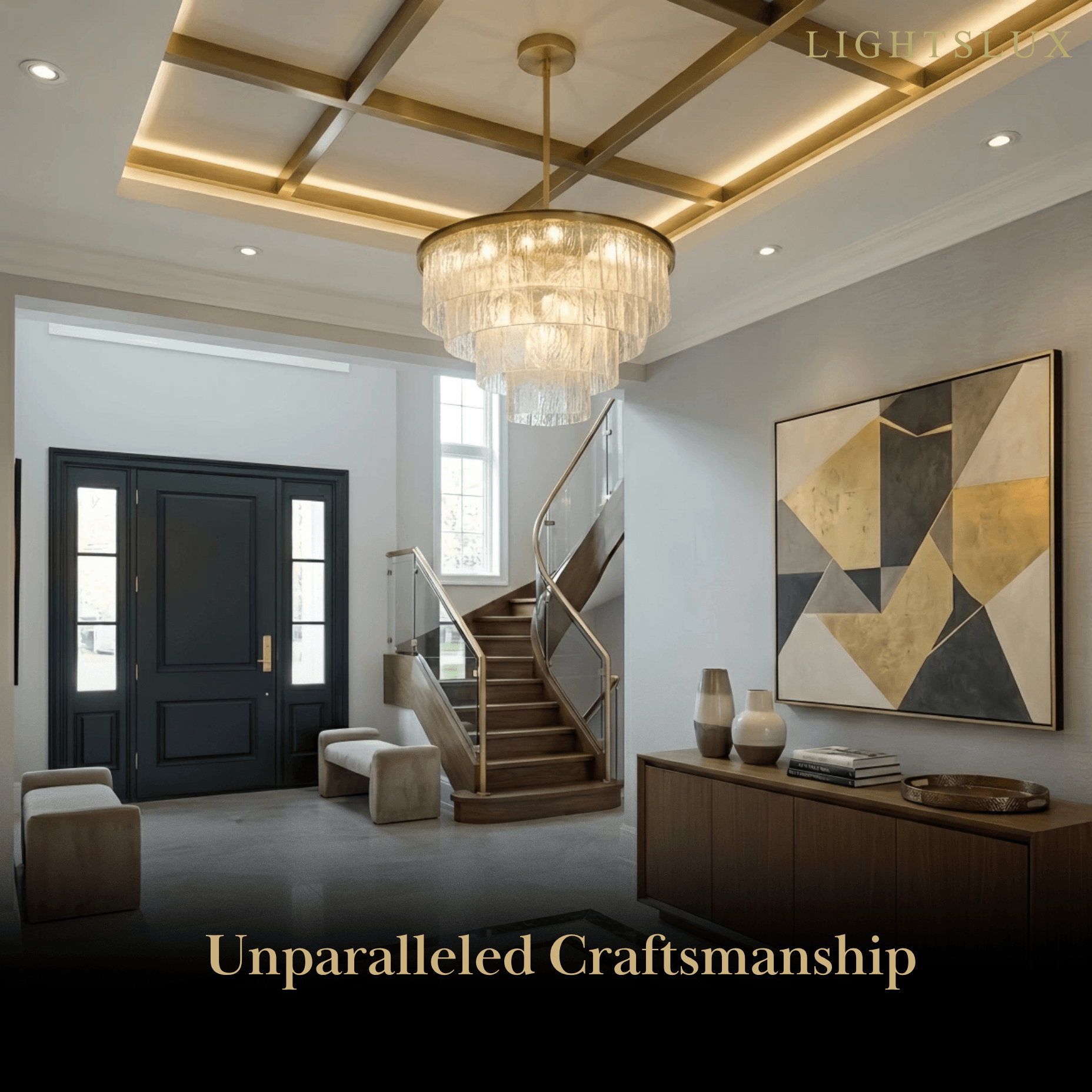 Velora Art Deco Tiered Glass Chandelier