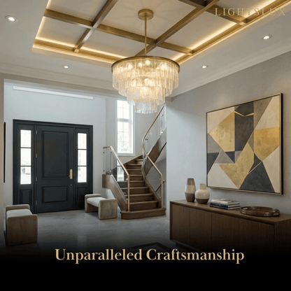 Velora Art Deco Tiered Glass Chandelier