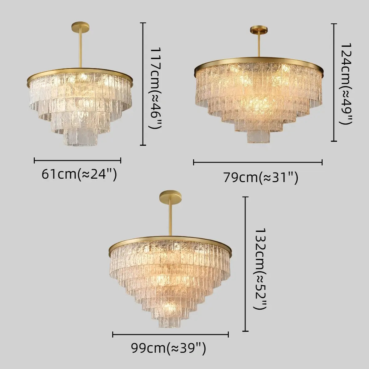 Velora Art Deco Tiered Glass Chandelier