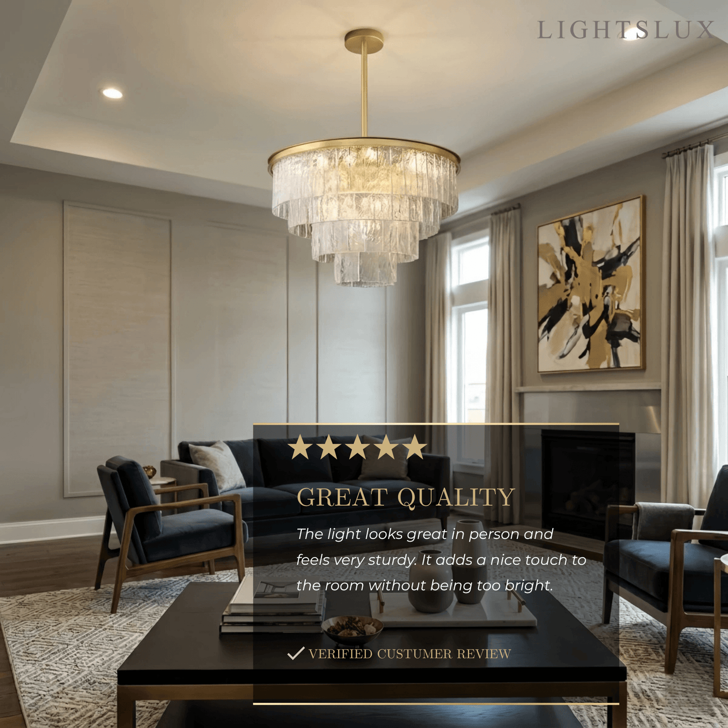Velora Art Deco Tiered Glass Chandelier